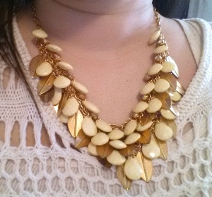 gold leaf leaves statement necklace